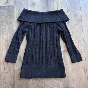 White House Black Market Off Shoulder Cable Knit Sweater Black Size XS